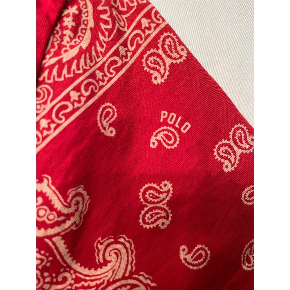 Polo Ralph Lauren Red Bandana Paisley Sleeve Pocket Tee Crewneck - Picture 4 of 11